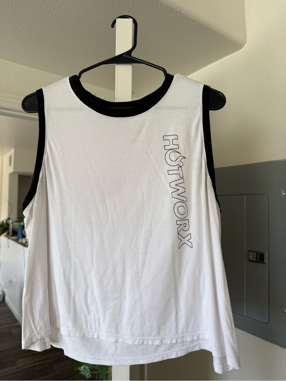 HŌTWRX Women's White Tank Top with Black Trim